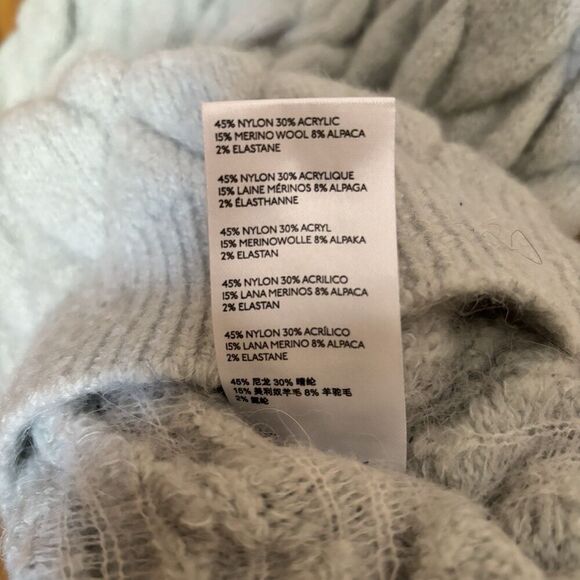 Anthropologie Bonnie Quilted Eyelash Sweater Large Blue Wool Blend Pullover - Picture 8 of 8